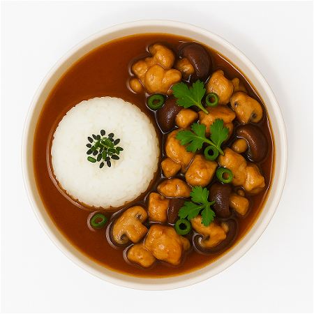 Kip met champignons met rijst 香菇鸡肉盖饭