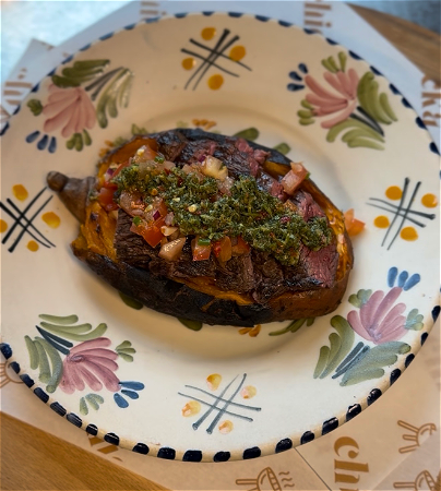Loaded sweet potato bavette
