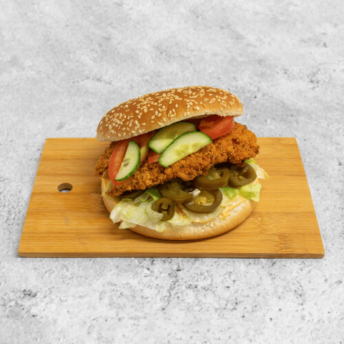 Hot jalapeños chicken burger