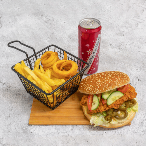 Hot jalapeños chicken burger menu