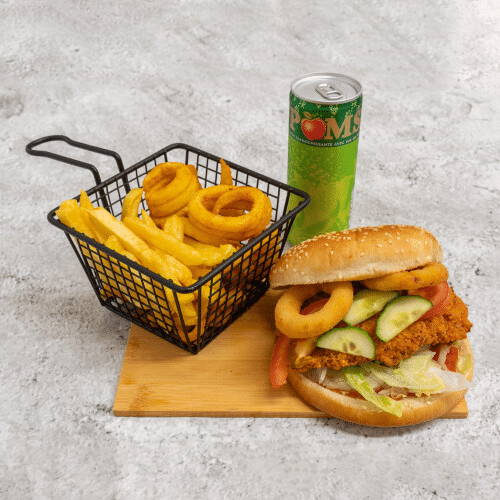 Sweet onion chicken burger menu
