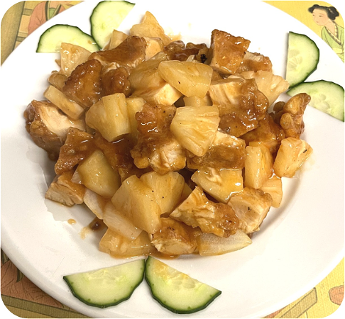 Gepaneerde kip met ananas