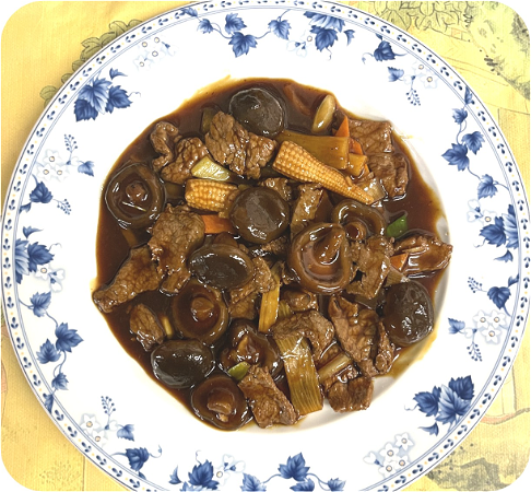 Ossenhaas met Chinese champignons