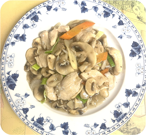 Gefileerde kip met champignons