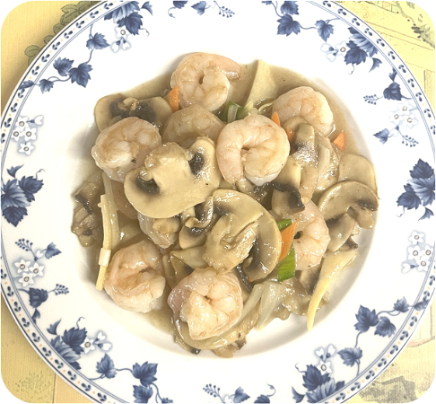 Chinese garnalen met champignons