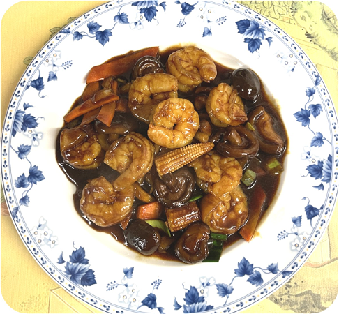 Chinese garnalen met Chinese champignons