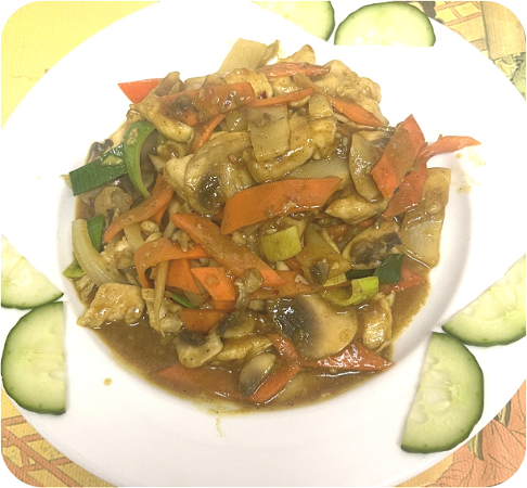 Gefileerde kip in kerrie saus