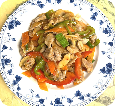 Varkensvlees in pikante saus