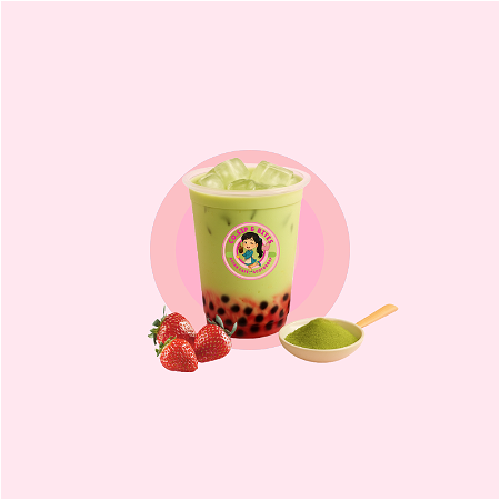 Matcha strawberry milk tea
