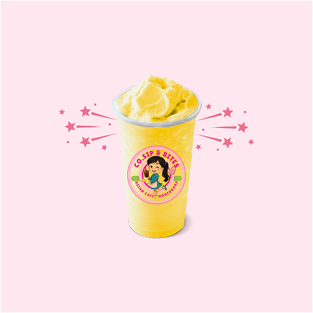 Mango pineapple bubble tea slush