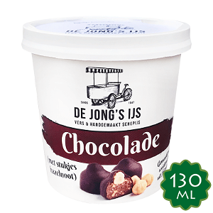 Chocolade met Hazelnoot schepijs - De Jong's Ijs