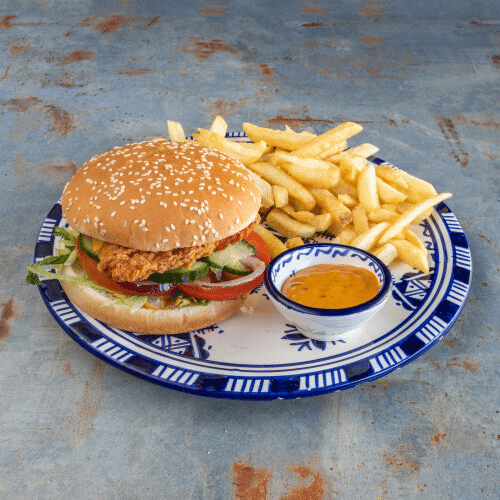 Crispy chicken burger menu