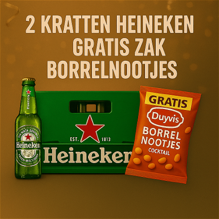 2 kratten Heineken + GRATIS borrelnootjes 