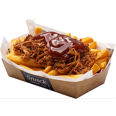 Loaded frites pulled chicken