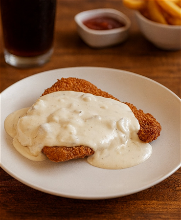 Schnitzel met champignonroomsaus (ca. 250 gram)