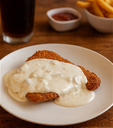 Schnitzel met champignonroomsaus (ca. 200 gram)