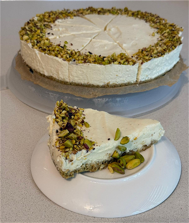Sara's Dubai Pistachio Cheesecake