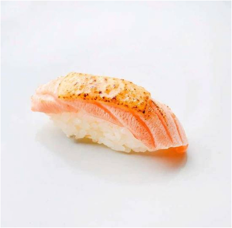 Flamed salmon cheese nigiri