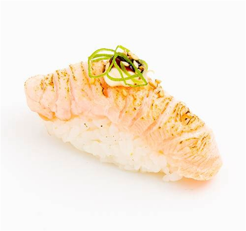 Flamed salmon nigiri