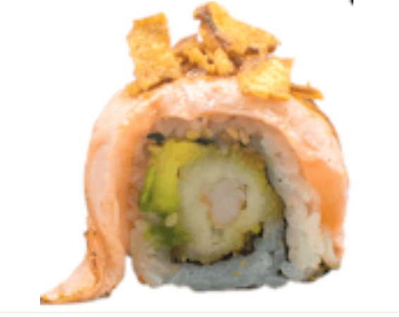 Flamed salmon ebi roll