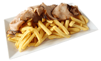 Frites warm vlees met smokey BBQ saus