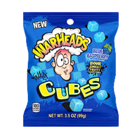 Warheads cubes blueraspberry flavour 99g zakje