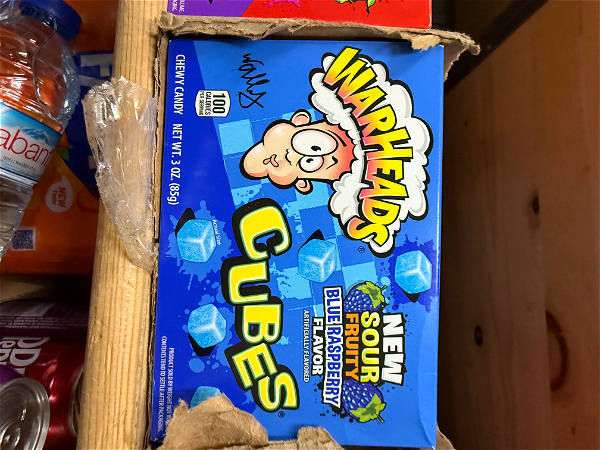 Warheads blue raspberry cubes