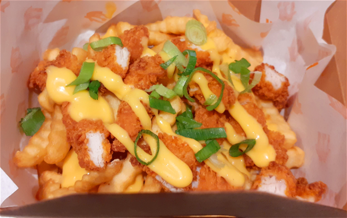 Loaded cheese fries crispy chicken