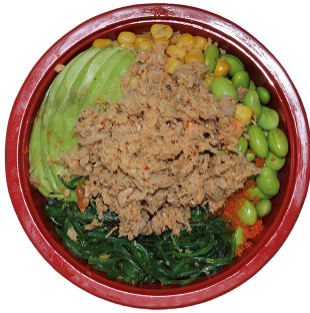 Spicy sashimi poké bowl