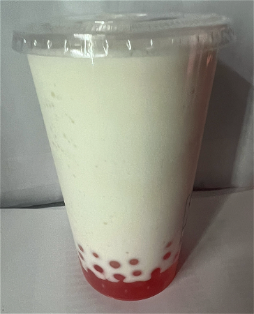 Mango  Shake met aardbei bubbel 