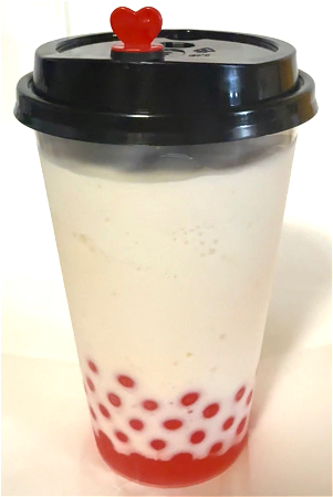 Vanille Shake met aardbei bubbel 