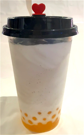 Chocolade Shake met mango bubbel 