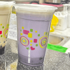 Hot taro purple milk tea