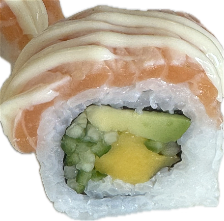 Flamed  zalm en mango roll