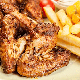 6 kippenvleugels met frites