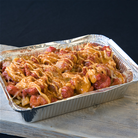 Red chicken loaded fries 