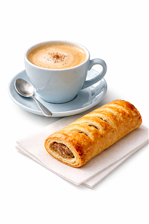 Koffie met Saucijzenbroodje