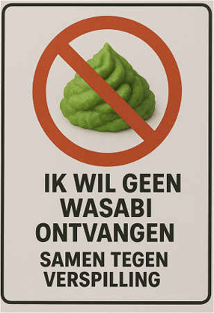 Ik wil GEEN wasabi ontvangen!