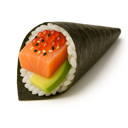 Sake oyake temaki
