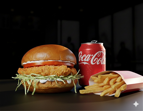 Crispy chickenburger menu