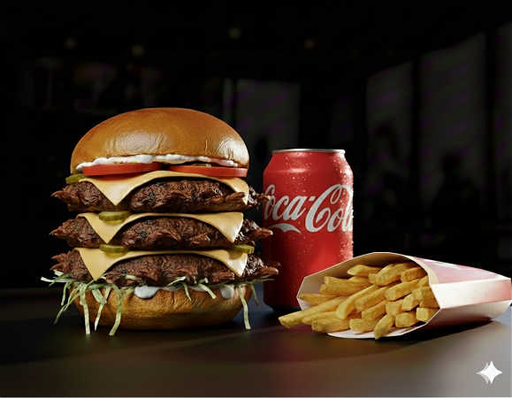 Triple cheese burger menu