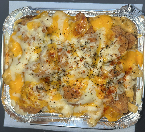 Oven baked mac and cheese met chicken pops