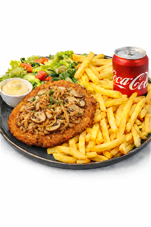 Schnitzel gebakken ui & chamipgnons