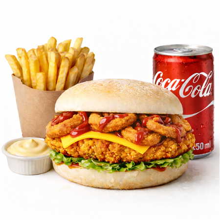 XXL chicken onion cheese burger menu