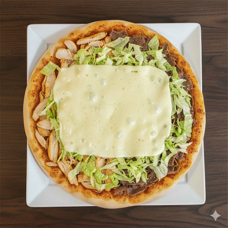 Turkse Pizza Kipdoner of Kalf met kaas en Sla