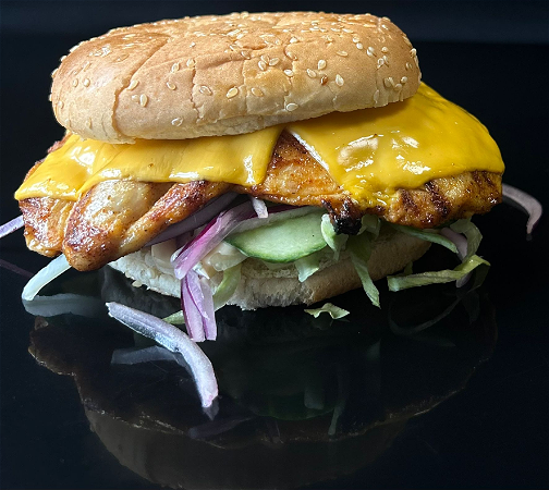 Grilled chicken cheese burger