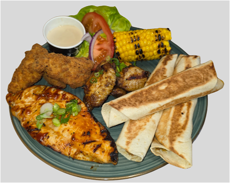 Deluxe kip mix van vijf met 1 saus