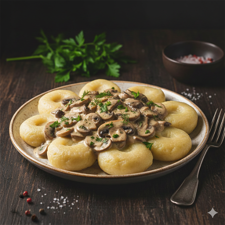 Kluski śląskie z sosem pieczarkowym 10sztuk