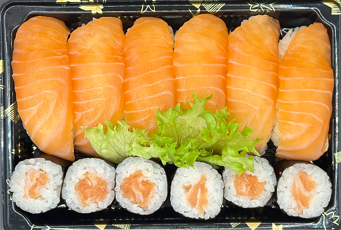 Zalm nigiri Box zonder flame normaal (12 st) 