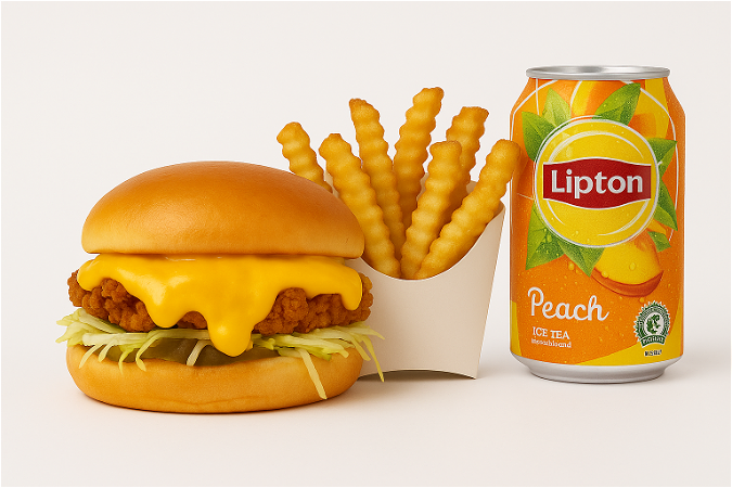 Cheesy chicken burger menu